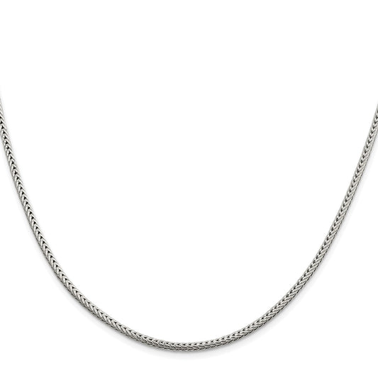Buy Stylish Rhodium-Plated 2.5mm Diamond-Cut Round Franco Chain in Silver