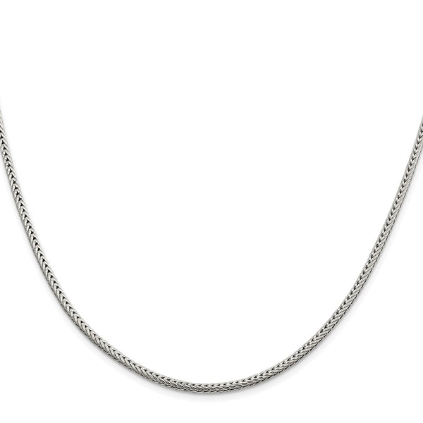 2.5mm Rhodium-Plated Diamond-Cut Franco Chain in Sterling Silver