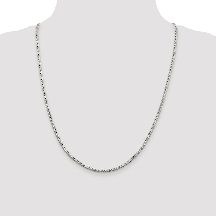 Buy Stylish Rhodium-Plated 2.5mm Diamond-Cut Round Franco Chain in Silver-4