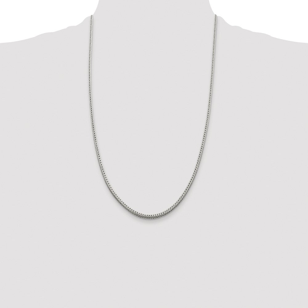 Buy Stylish Rhodium-Plated Sterling Silver 2.5mm Diamond-Cut Franco Chain