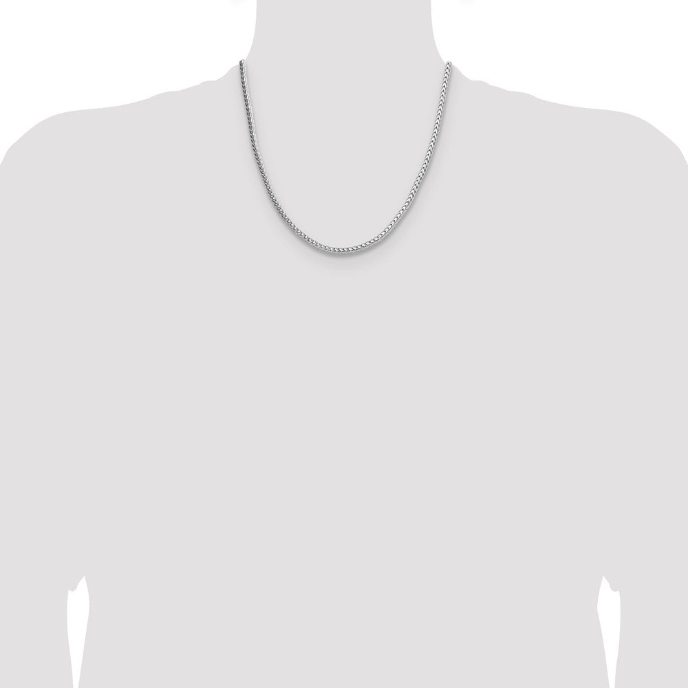 High-Quality Rhodium-Plated Sterling Silver 3.4mm Franco Chain - Stylish Value!