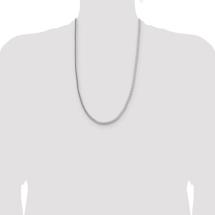Buy Stylish Rhodium-Plated Sterling Silver 3.4mm Diamond-Cut Franco Chain-4