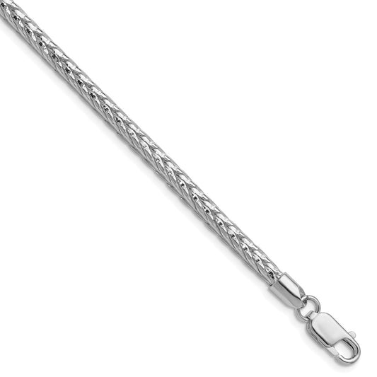 Buy Stylish Rhodium-Plated Sterling Silver 3.8mm Diamond-Cut Franco Chain