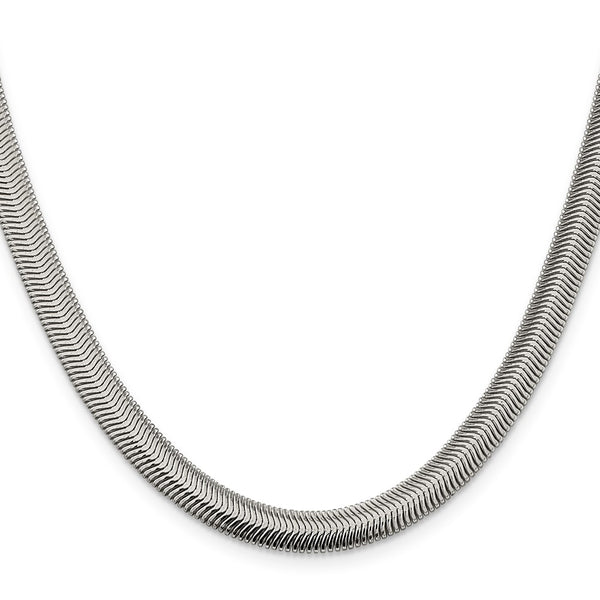 6.25mm Sterling Silver Flat Oval Snake Chain Necklace