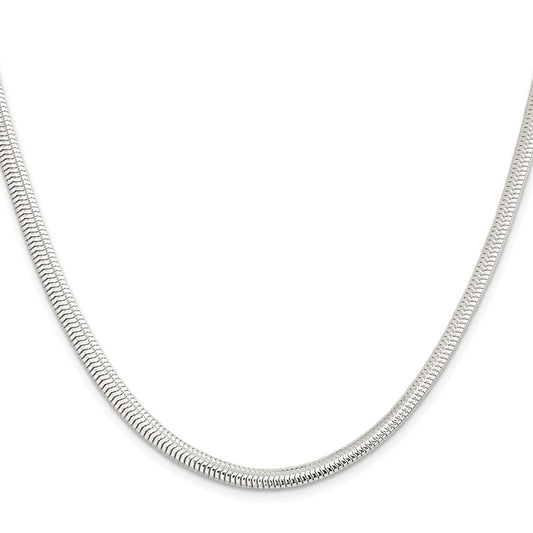High-Quality 5mm Six-Sided Oval Snake Chain in Sterling Silver - Stylish Value!