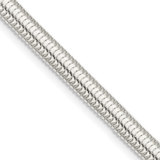 High-Quality 5mm Six-Sided Oval Snake Chain in Sterling Silver - Stylish Value!