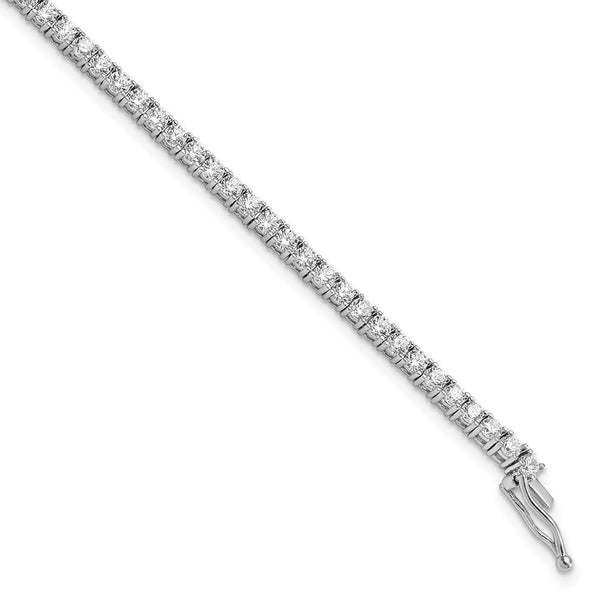 Rhodium-Plated Silver Bracelet with 70 CZ Stones