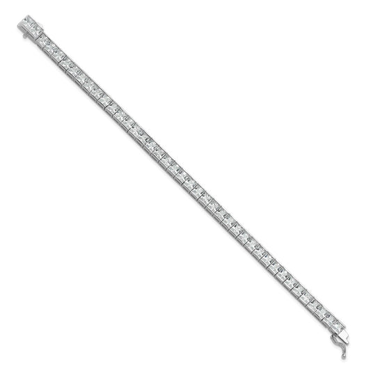 Shop Stylish 7-Inch Sterling Silver Bracelet with 40 CZ Stones - Luxury Look