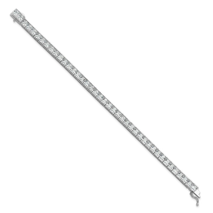 Shop Stylish 7-Inch Sterling Silver Bracelet with 40 CZ Stones - Luxury Look-2