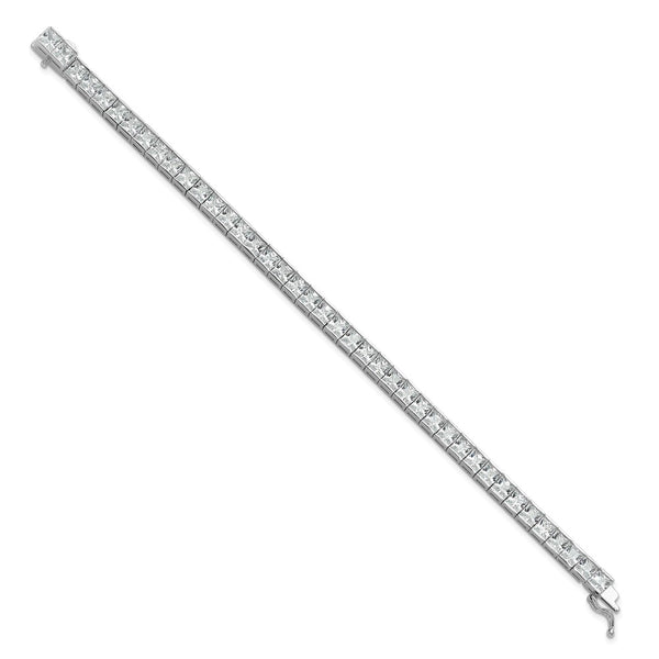 Rhodium-Plated Sterling Silver Bracelet - 8-Inch, 47 CZ Stones