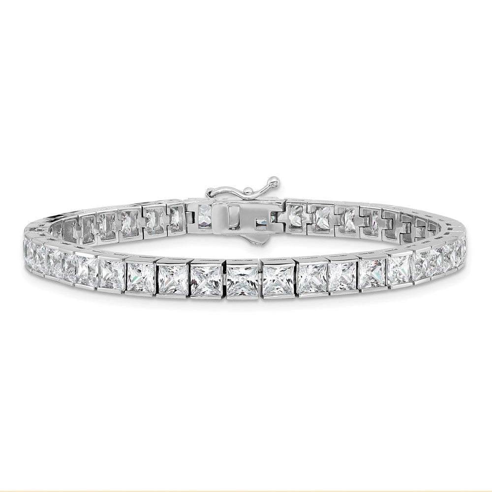 Shop Stylish 7-Inch Sterling Silver Bracelet with 40 CZ Stones - Luxury Look