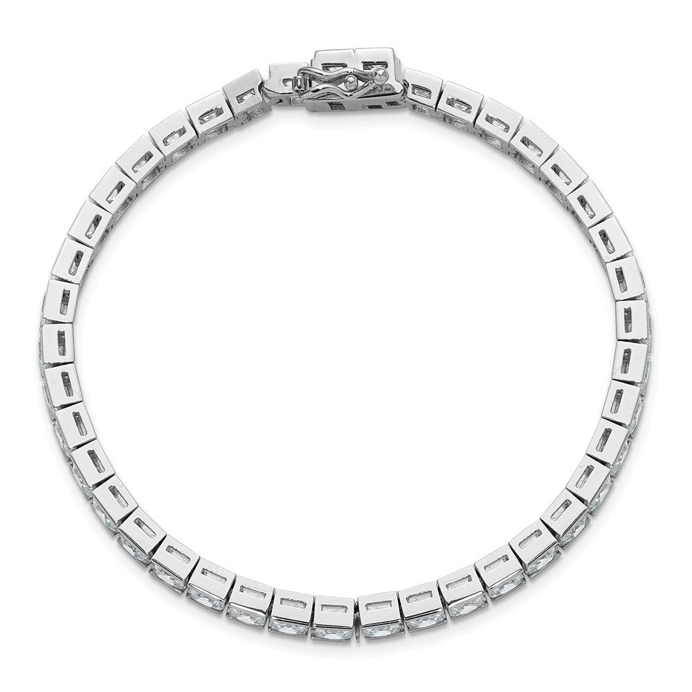 Shop Stylish 7-Inch Sterling Silver Bracelet with 40 CZ Stones - Luxury Look