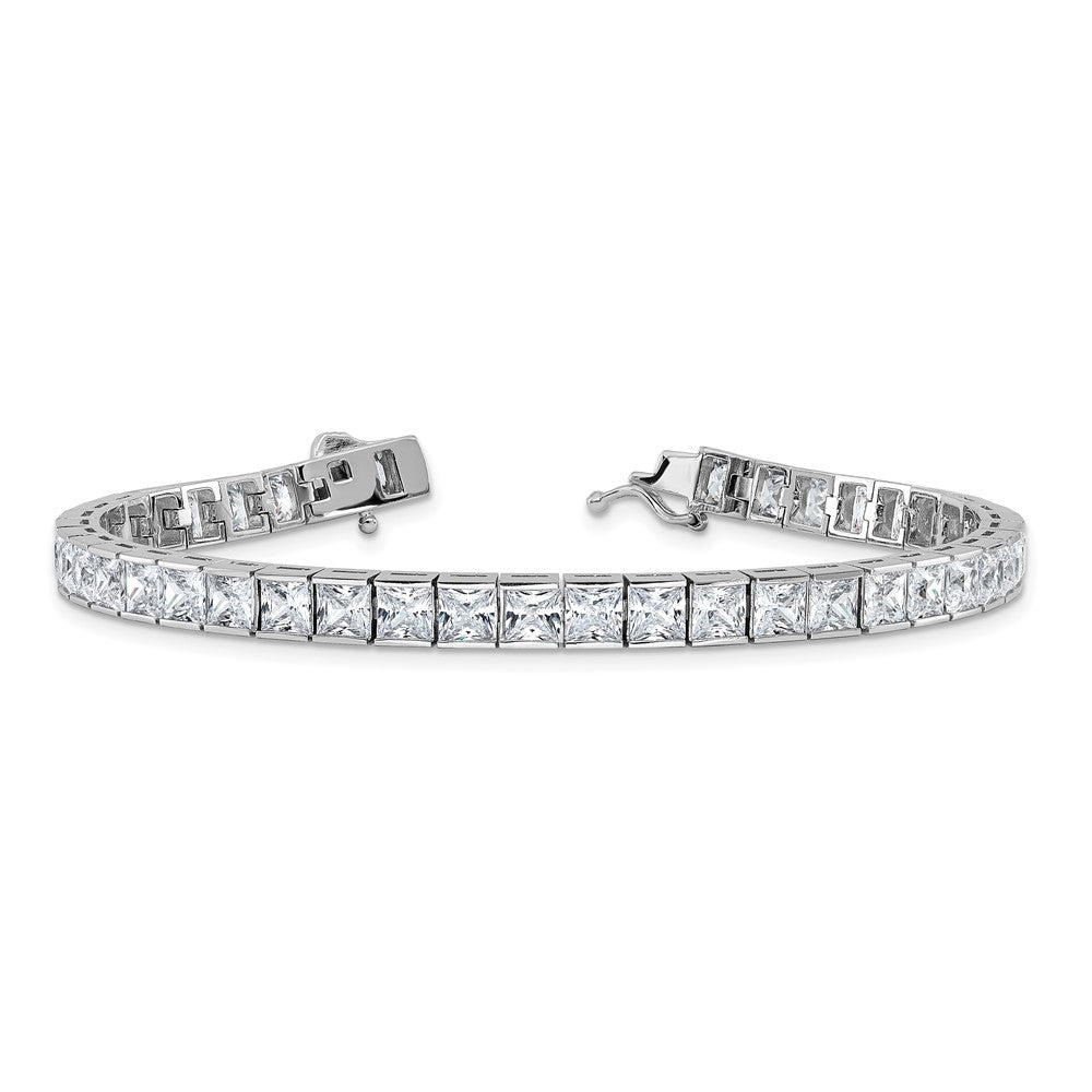 Shop Stylish 7-Inch Sterling Silver Bracelet with 40 CZ Stones - Luxury Look