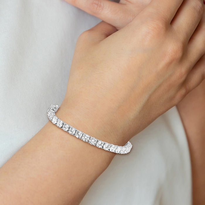 Buy Stylish 7-Inch Rhodium-Plated Sterling Silver Bracelet with 37 CZ Stones-5