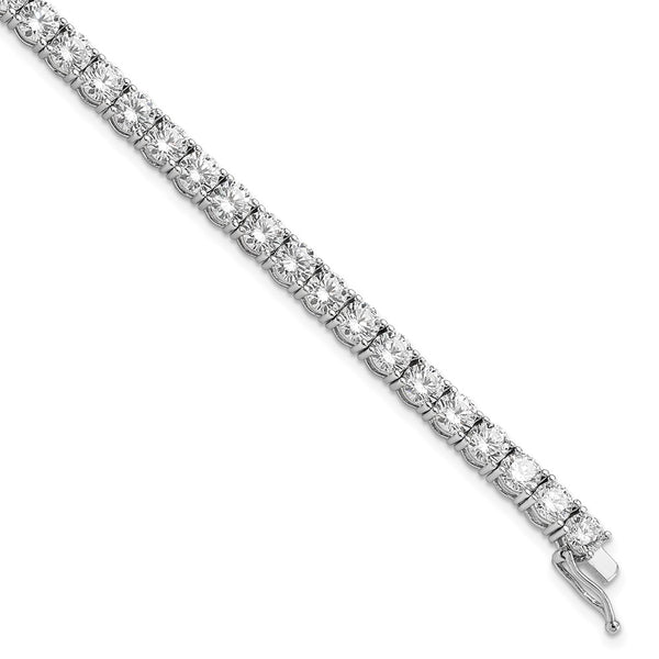 7-Inch Rhodium-Plated Sterling Silver Bracelet with 37 CZ Stones