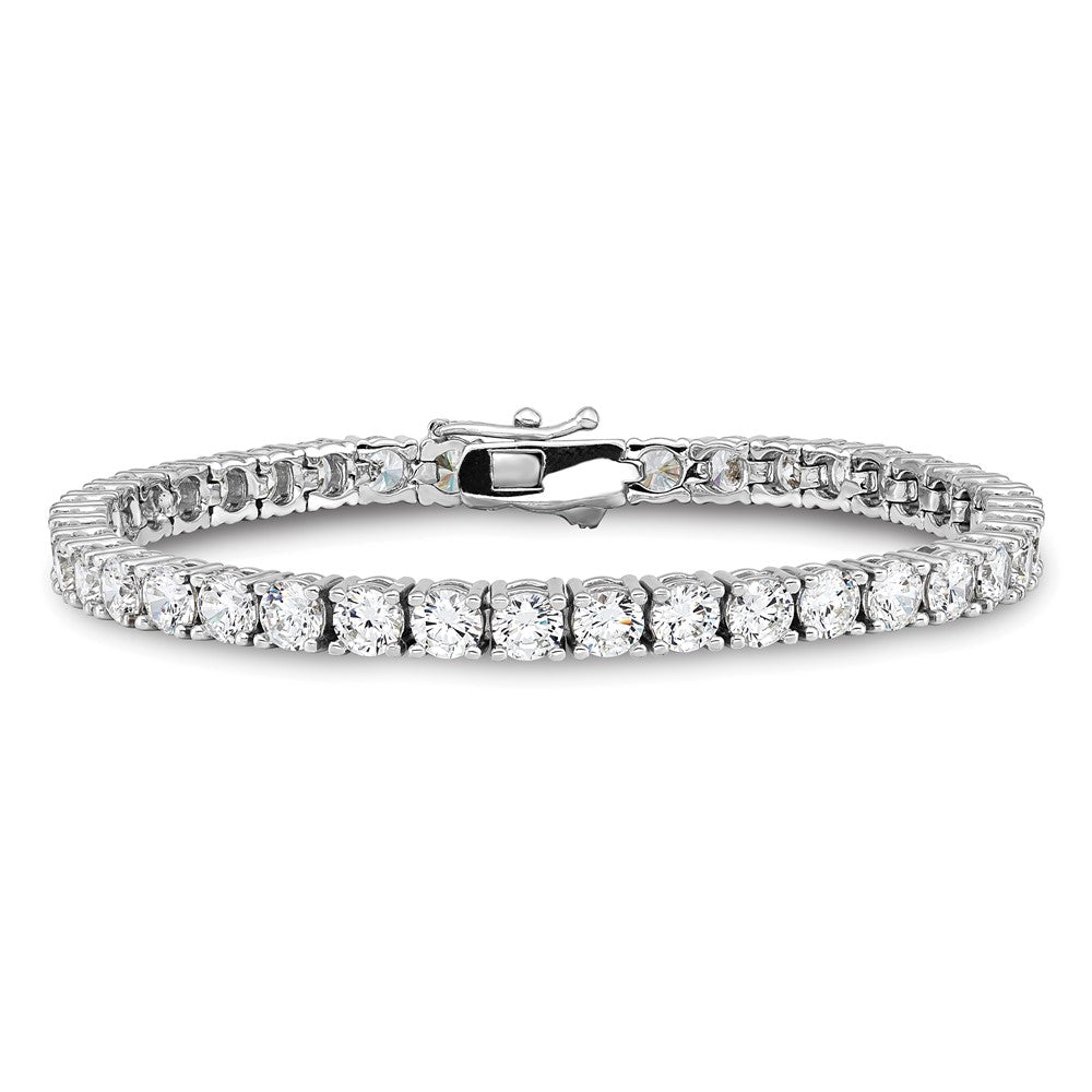 Shop Stylish Rhodium-Plated Silver Bracelet, 8-Inch with 46 Cubic Zirconia