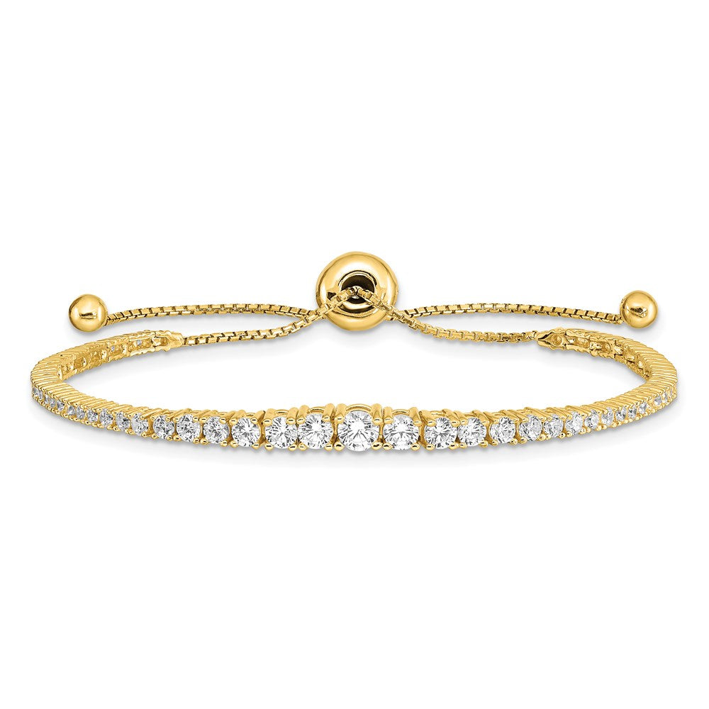 Exclusive Gold-Plated Sterling Shimmer Adjustable Bracelet - 5 to 9 Inches, Stylish CZ Stones
