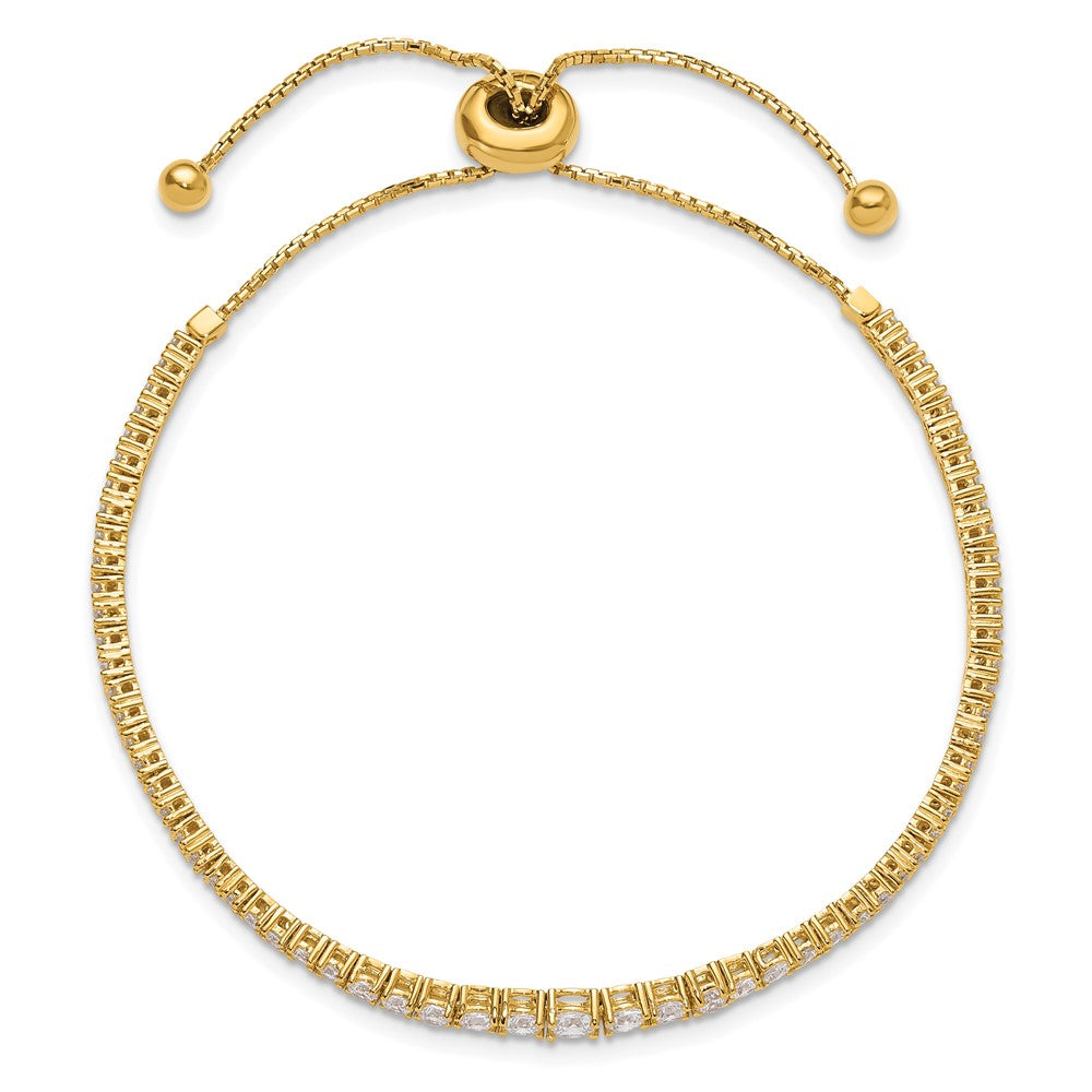 Exclusive Gold-Plated Sterling Shimmer Adjustable Bracelet - 5 to 9 Inches, Stylish CZ Stones