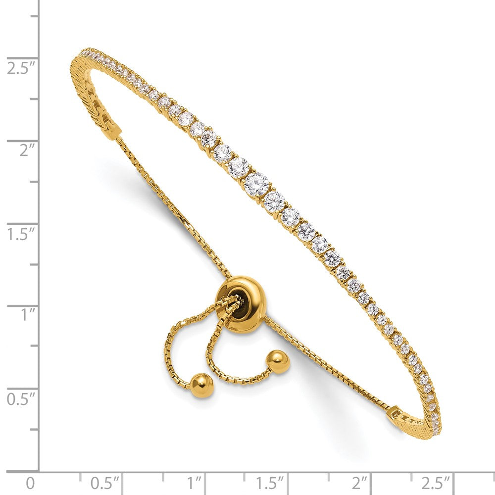 Exclusive Gold-Plated Sterling Shimmer Adjustable Bracelet - 5 to 9 Inches, Stylish CZ Stones