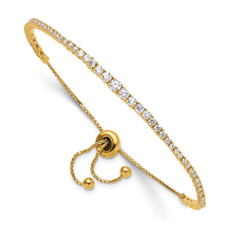 Exclusive Gold-Plated Sterling Shimmer Adjustable Bracelet - 5 to 9 Inches, Stylish CZ Stones