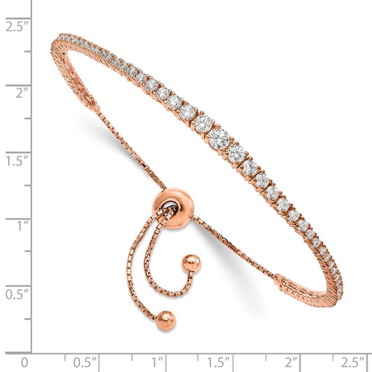 High-Quality Sterling Shimmer Rose Gold-Plated Bracelet with 67 CZ Stones, Stylish and Adjustable (5-9")