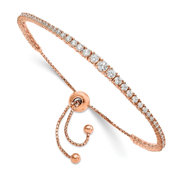 Sterling Shimmer Rose Gold-Plated Bracelet with 67 CZ Stones, Adjustable (5-9")