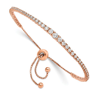High-Quality Sterling Shimmer Rose Gold-Plated Bracelet with 67 CZ Stones, Stylish and Adjustable (5-9")