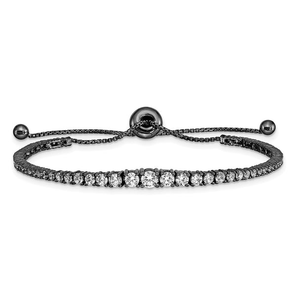 Sterling Shimmer Adjustable Bracelet - 5 to 9 Inches, CZ Stones