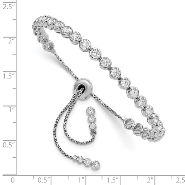 Sterling Shimmer Adjustable Bracelet - Rhodium-Plated, 34 CZ Stones