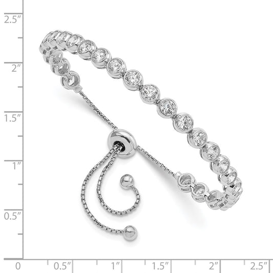 High-Quality Sterling Shimmer Adjustable Bracelet, 26 Stone CZ in Rhodium-Plated Silver - Stylish Value!