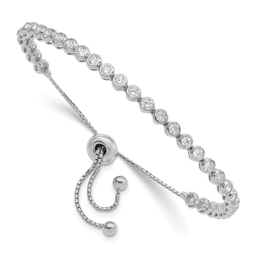 Shop Stylish Sterling Shimmer Adjustable Bracelet, Rhodium-Plated with 33 CZ Stones