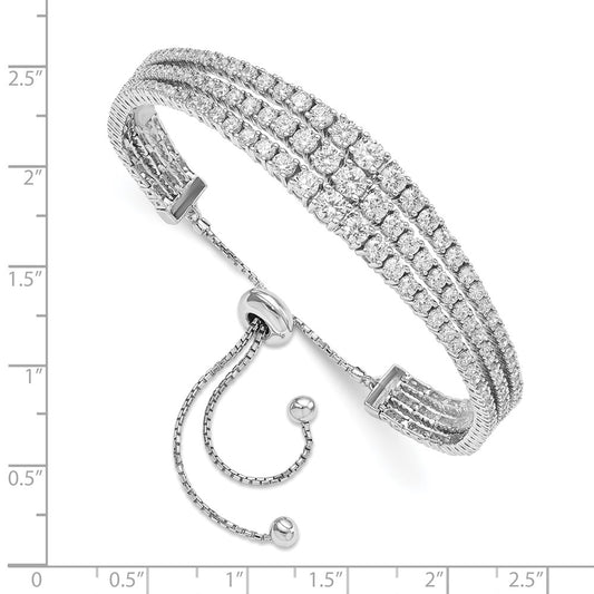 High-Quality Rhodium-Plated Sterling Silver Bracelet with 177 CZ Stones, Stylish Design