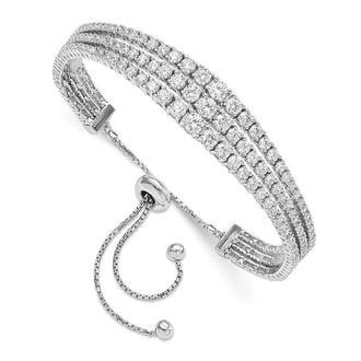 High-Quality Rhodium-Plated Sterling Silver Bracelet with 177 CZ Stones, Stylish Design