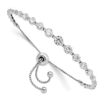 Shop Stylish Rhodium-Plated Sterling Silver Adjustable Bracelet - 29 CZ Stones