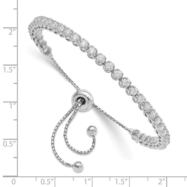 Sterling Shimmer Adjustable Bracelet - 39 Stone CZ, Silver