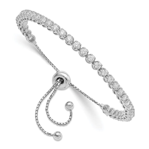 Sterling Shimmer Adjustable Bracelet - 39 Stone CZ, Silver