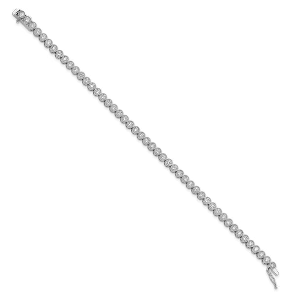 7-Inch Rhodium-Plated Sterling Silver Tennis Bracelet - 45 CZ Stones