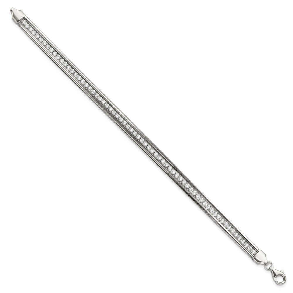 Buy Stylish Polished Sterling Silver Bracelet with Cubic Zirconia Accents