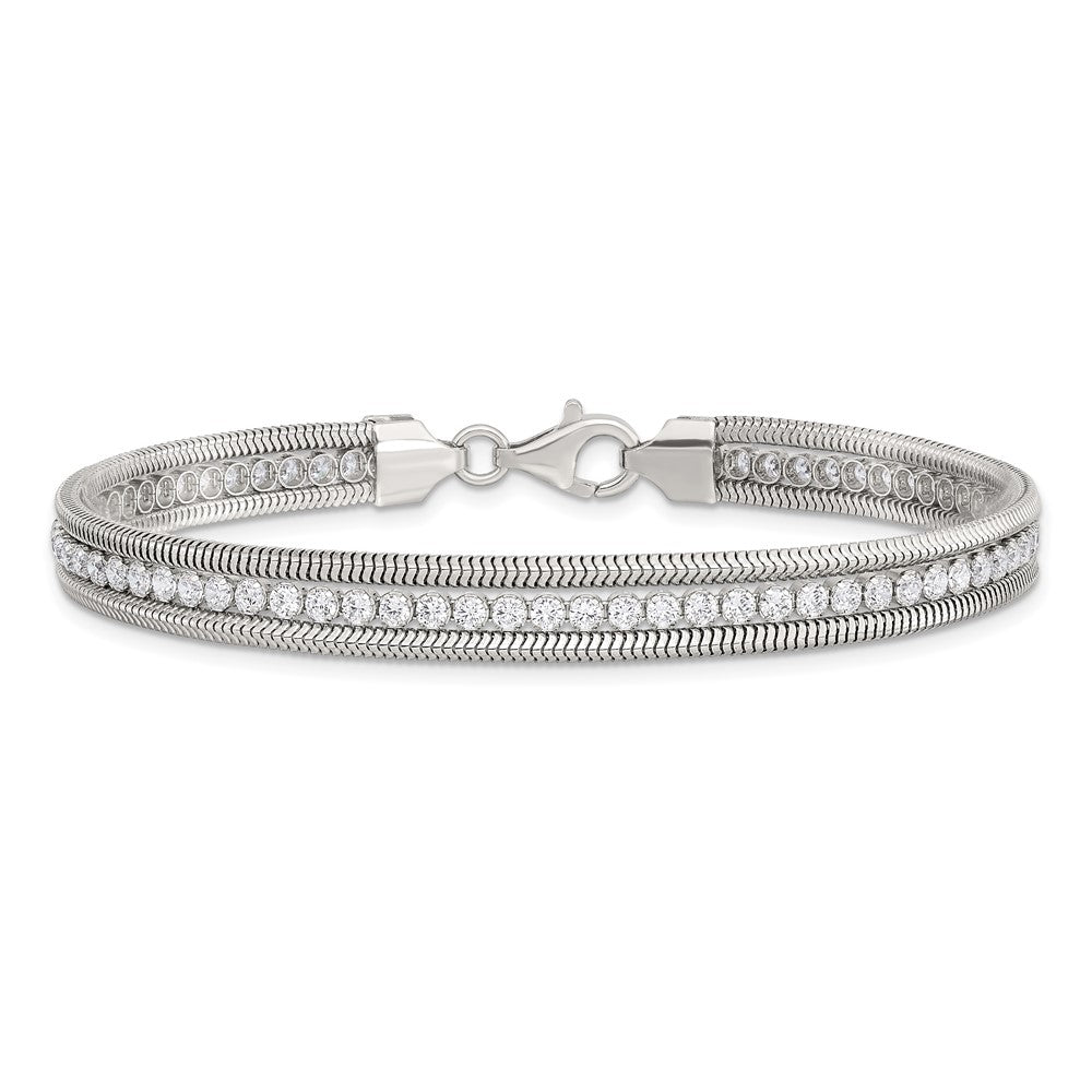 Buy Stylish Polished Sterling Silver Bracelet with Cubic Zirconia Accents