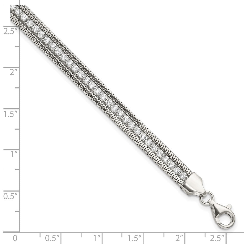 Buy Stylish Polished Sterling Silver Bracelet with Cubic Zirconia Accents