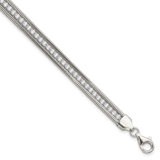 Buy Stylish Polished Sterling Silver Bracelet with Cubic Zirconia Accents