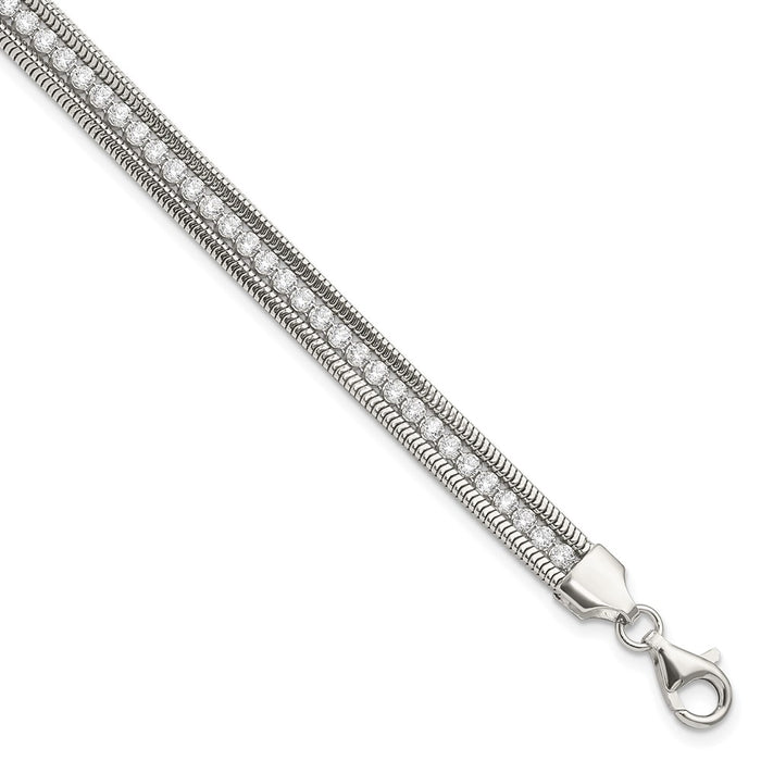 Buy Stylish Polished Sterling Silver Bracelet with Cubic Zirconia Accents-1