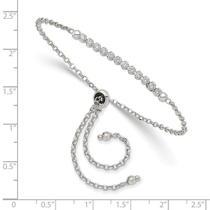 Buy Stylish Rhodium-Plated Sterling Silver Adjustable Bracelet with CZ Accents-2