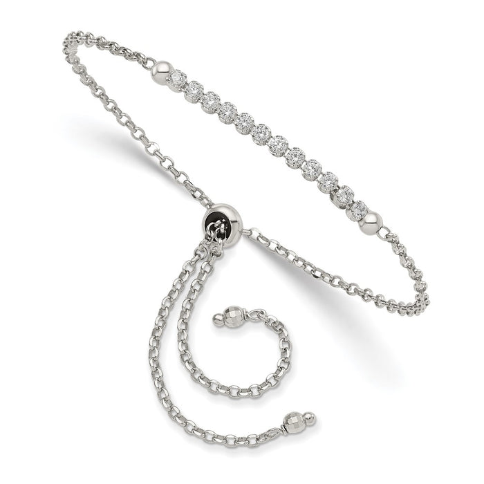Buy Stylish Rhodium-Plated Sterling Silver Adjustable Bracelet with CZ Accents-1