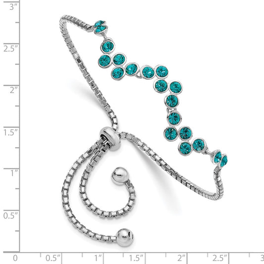 Exclusive Rhodium-Plated Adjustable Bracelet with Blue Zircon in Sterling Silver - Stylish & Affordable