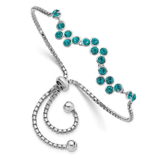 Exclusive Rhodium-Plated Adjustable Bracelet with Blue Zircon in Sterling Silver - Stylish & Affordable