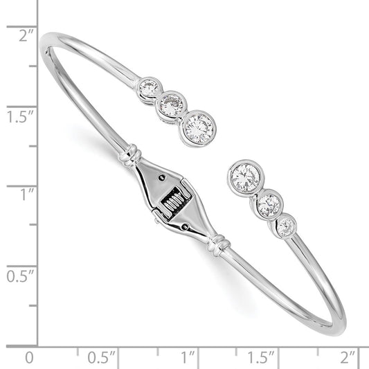 Buy Stylish Rhodium-Plated Sterling Silver CZ Hinged Bangle Cuff Bracelet