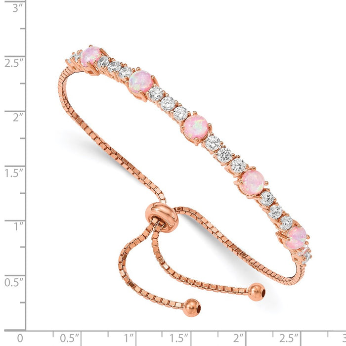 Buy Stylish Adjustable Sterling Silver Bracelet with Rose-Tone Opal & CZ-2