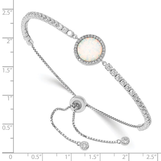 Shop Stylish Adjustable Sterling Silver Bracelet with Opal & CZ | Luxury Design