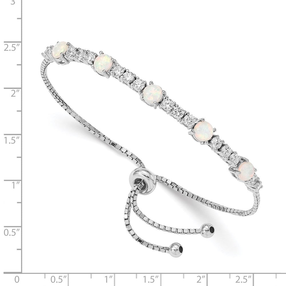Buy Exclusive Adjustable Sterling Silver Bracelet - Rhodium Plated, Opal & CZ
